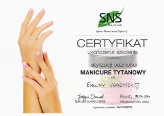 Certyfikat - tytanowy manicure